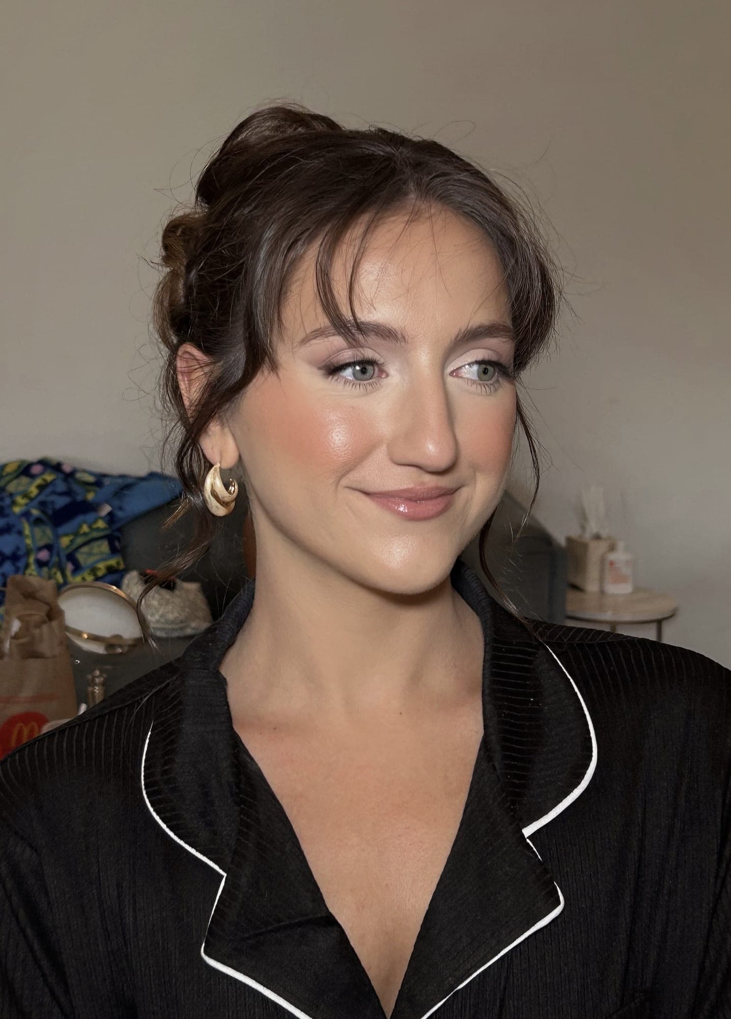 Bridesmaid soft glam with a finished neutral lip ready for a Trenton, Georgia wedding
